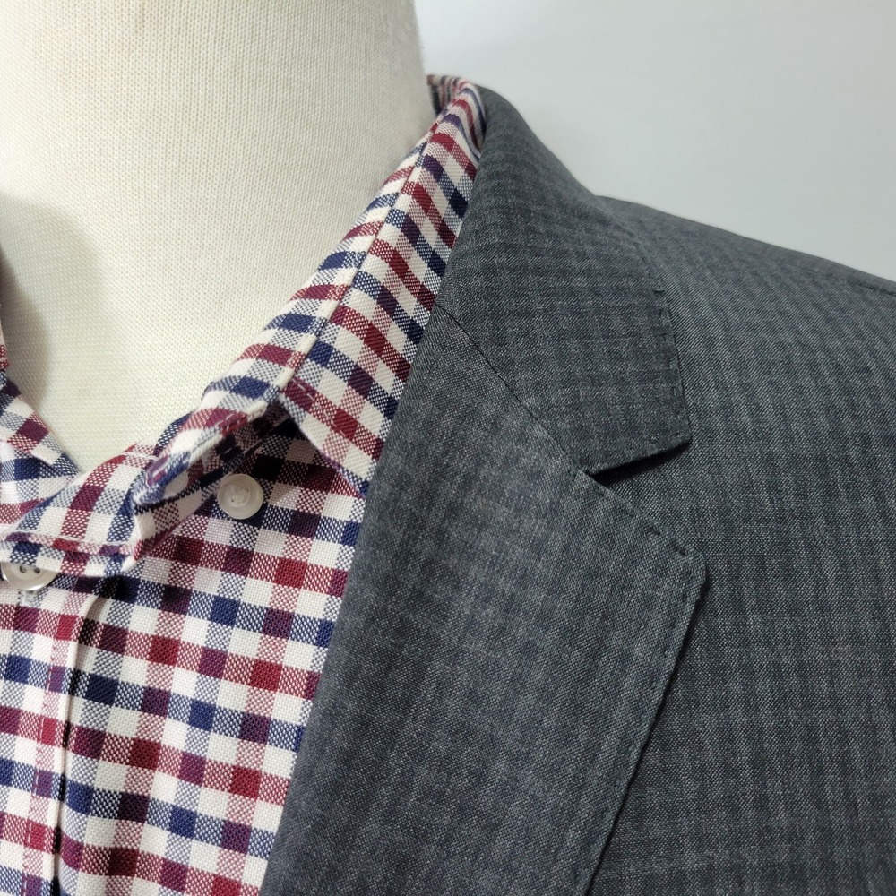 Men's Hugo Boss Sport Coat Blazer Two Button Charcoal Gray Checked Reda Size 44R - Picture 5 of 16